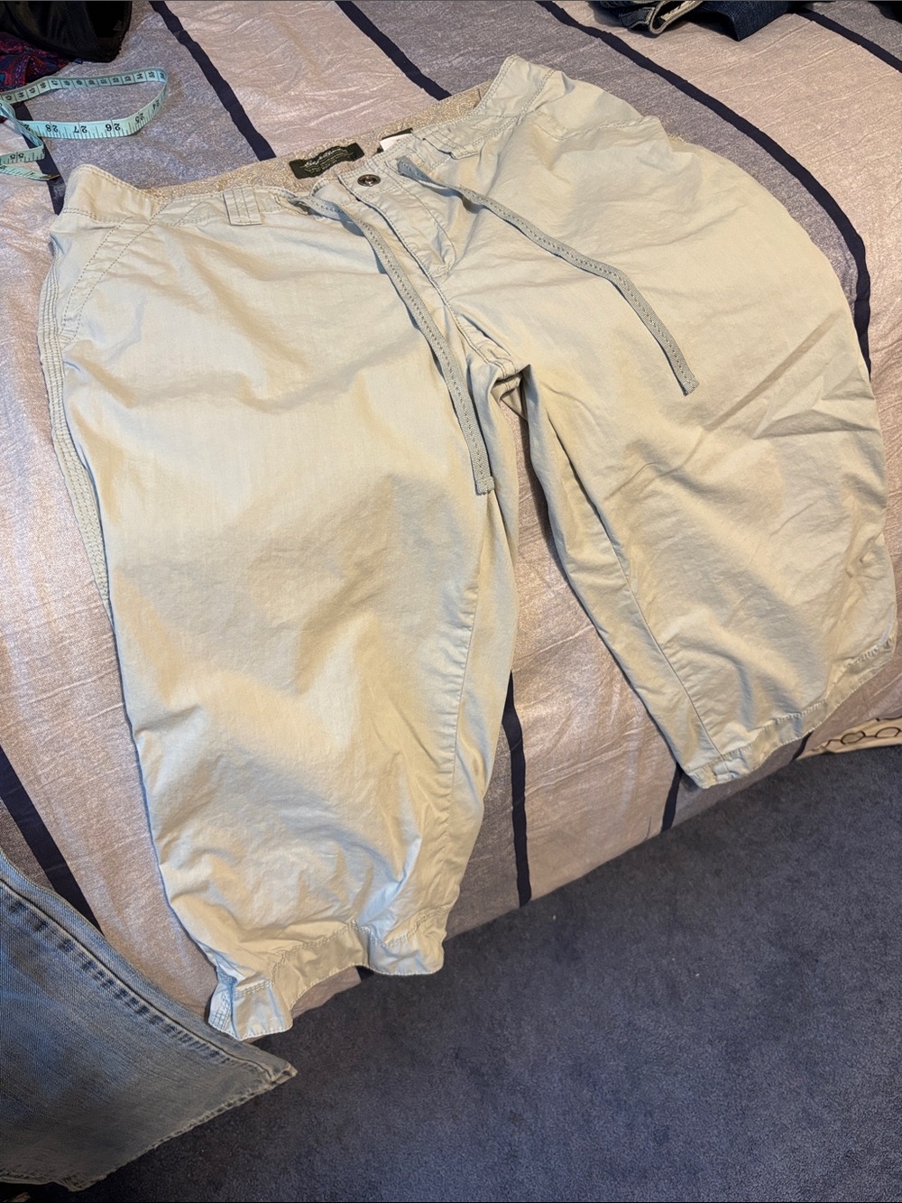 Light green Drawstring Cargo Capris